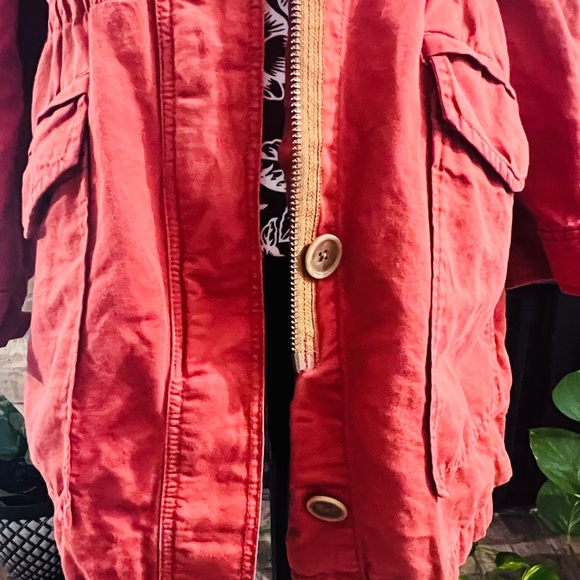 Loft Harvest orange Anorak utility hoodie linen blend Jacket womens M NWOT - Picture 3 of 11